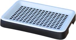 Caixa de areia para coelhos, banheiro portátil com grade, camada dupla, caixa de areia para porquinhos-da-índia, coelhinho, penico para pequenos, Preto Branco