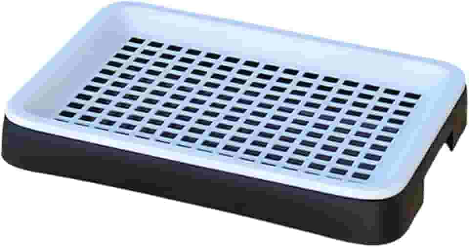 Caixa de areia para coelhos, banheiro portátil com grade, camada dupla, caixa de areia para porquinhos-da-índia, coelhinho, penico para pequenos, Preto Branco