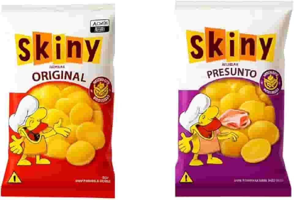 Kit 10 Salgadinho Skiny Natural e Presunto de Milho 35g