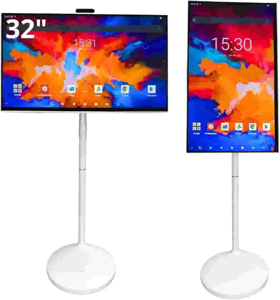 Monitor Touchscreen 32" Tela Interativa IPS Full HD Wi-Fi 2,4/5GHz Bluetooth Lousa digital com Câmera Magnetica, Comando de Voz IA e Pedestal para Apresentações, Sala de Aula e Recepção