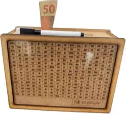 Cofre Cofrinho Modelo Woodbox Poupança Financeira Guardar Dinheiro Até 10 Mil Educação Financeira Infantil