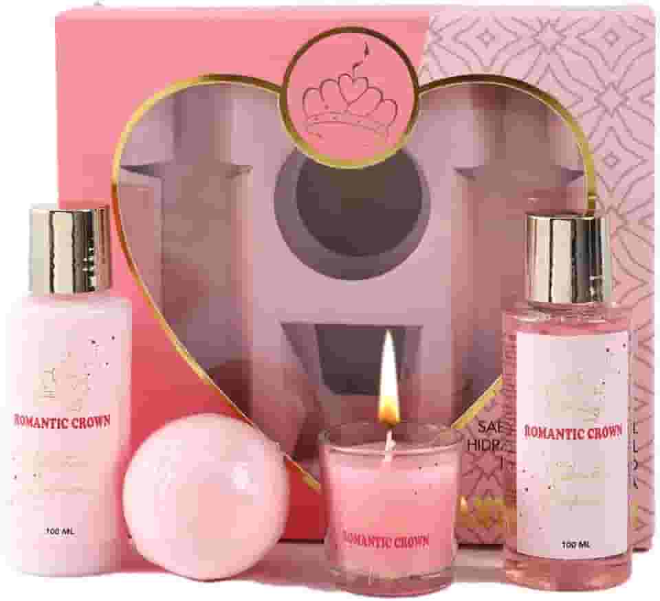 Romantic Crown Kit Presente Feminino, Presentes para Mãe, Esposa, Avó, Filha, Namorada, Sogra, Irmã, Dia das Mães, Natal, Aniversário, Conjunto Cesta para Presente SPA Aromaterapia Banho