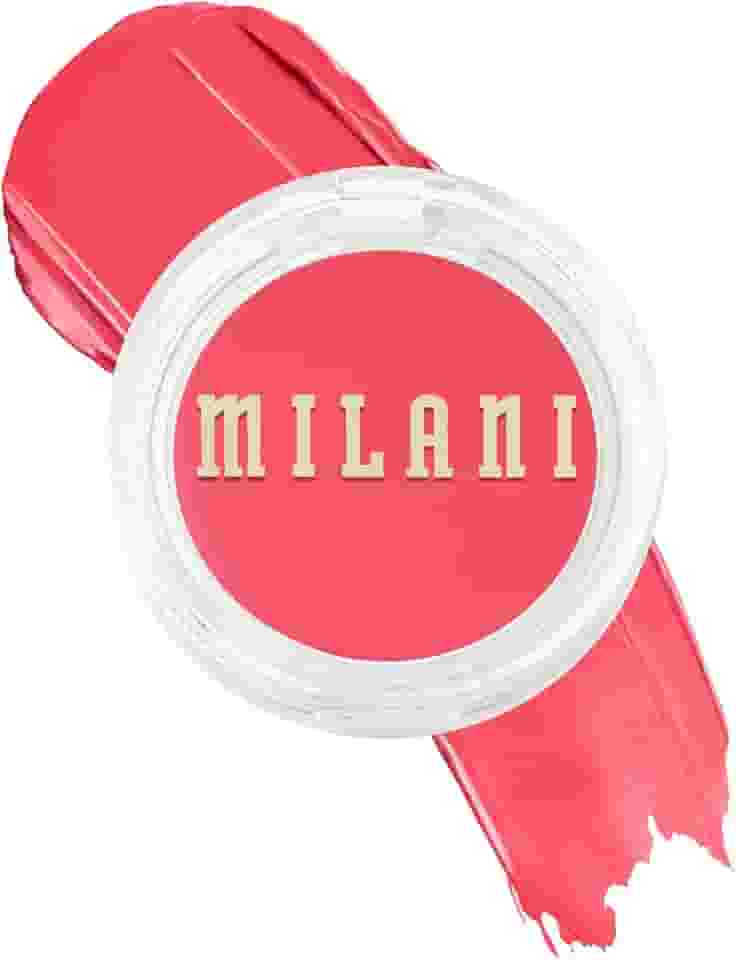 Milani Blush Makeup – Blush creme Cheek Kiss para bochechas, blush creme-a-gel montável e tonalidade labial, cor natural orvalhada, hidratante - Coral Crush