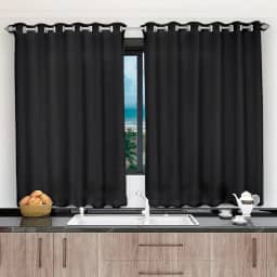 Cortina De Cozinha 2,00x1,20 Falso Blackout Preto Corta Luz