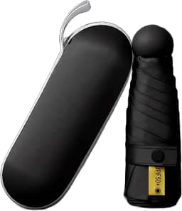 Mini Guarda Chuva Dobrável Pequeno de Bolso – Ultra Compacto, Leve, Resistente e Portátil com Proteção UV – À Prova D’Água, Antivento, Ideal para Viagem, Bolsa e Mochila