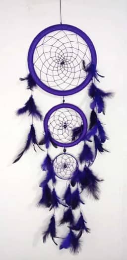 Filtro Dos Sonhos Apanhador 60 Cm Com Pena Decoração Roxo