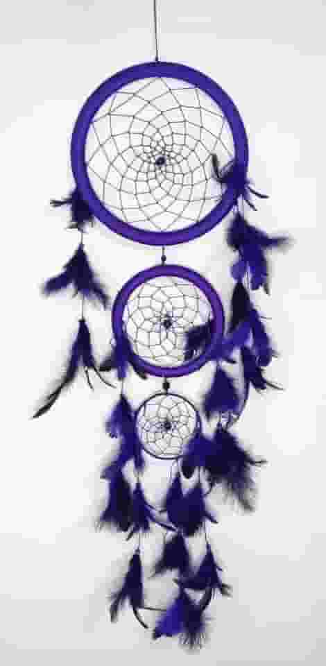 Filtro Dos Sonhos Apanhador 60 Cm Com Pena Decoração Roxo