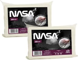 Kit 2 Travesseiro Nasa 10cm Altura Espuma D40 Viscoelástico Nasa Zz Capa Com Zíper 100% Algodão 200 Fios - Lar Conforto…
