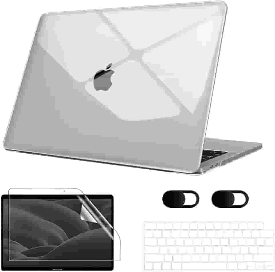 Capa Macbook Pro 14,2'' A2442/A2779/A2992/A2918/A3112/A3185/A3401(2021-2024), Vem Com Película de Teclado, Película de Tela Hidrogel e Tampa Protetora para Câmera (Transparente Cristal)