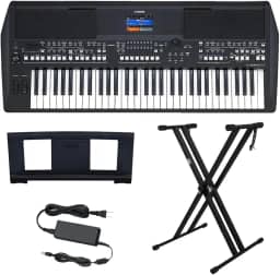 Kit Teclado Arranjador 61 Teclas PSR SX600 com Fonte Bivolt e Suporte em X