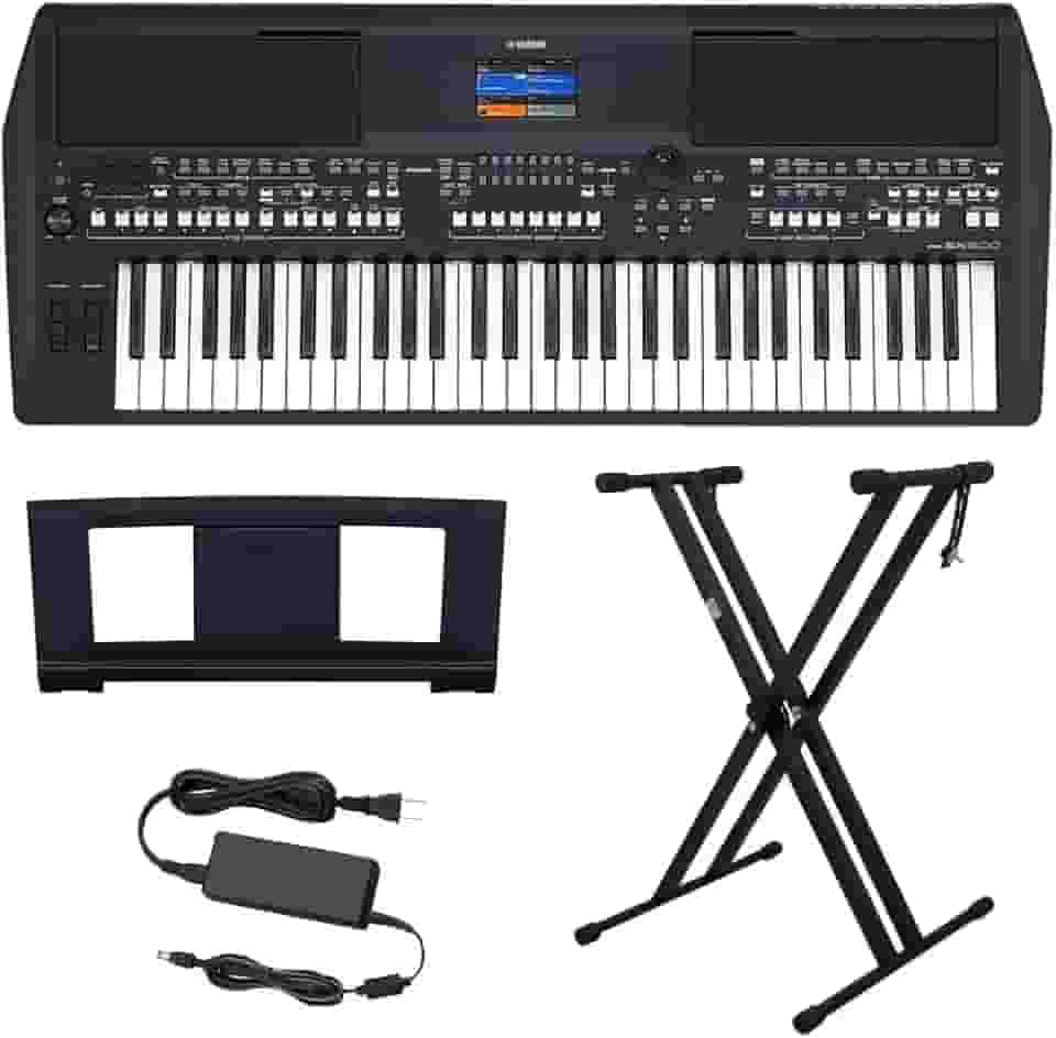 Kit Teclado Arranjador 61 Teclas PSR SX600 com Fonte Bivolt e Suporte em X