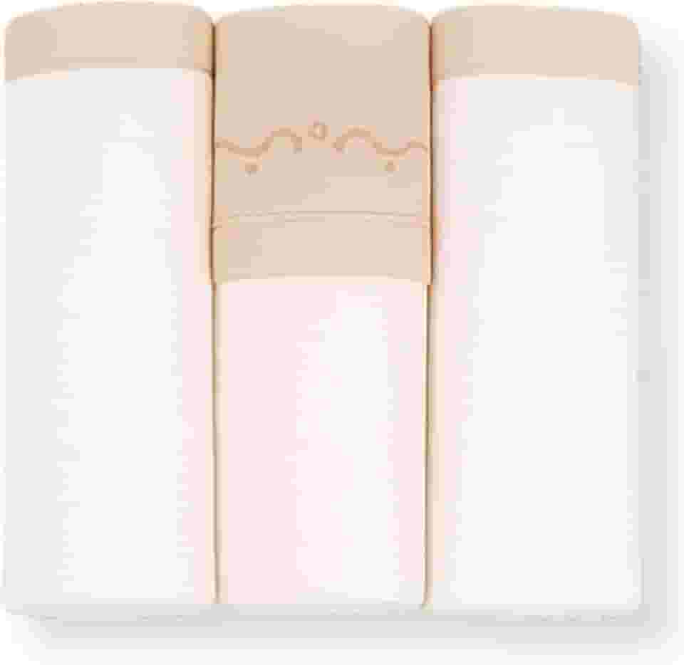 Cueiro para Bebê 100% Algodão Kit com 3 Unidades 80x80cm | Tecido Suave e Respirável | Ideal para Enxoval, Maternidade, Naninha e Proteção Diária (Creme/Bege)