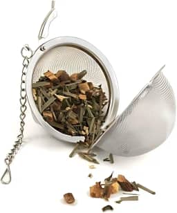 Infusor de Chá Inox Extra Fino com Tampa Ideal para Folhas Soltas e Ervas, Sabor e Propriedades Medicinais Preservadas