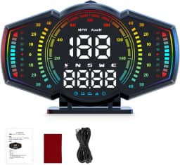 Velocímetro digital universal para automóveis, visor HUD com GPS, alertas de excesso de velocidade e fadiga, para todos os veículos- Ideal para Valorizam Precisão e Conforto