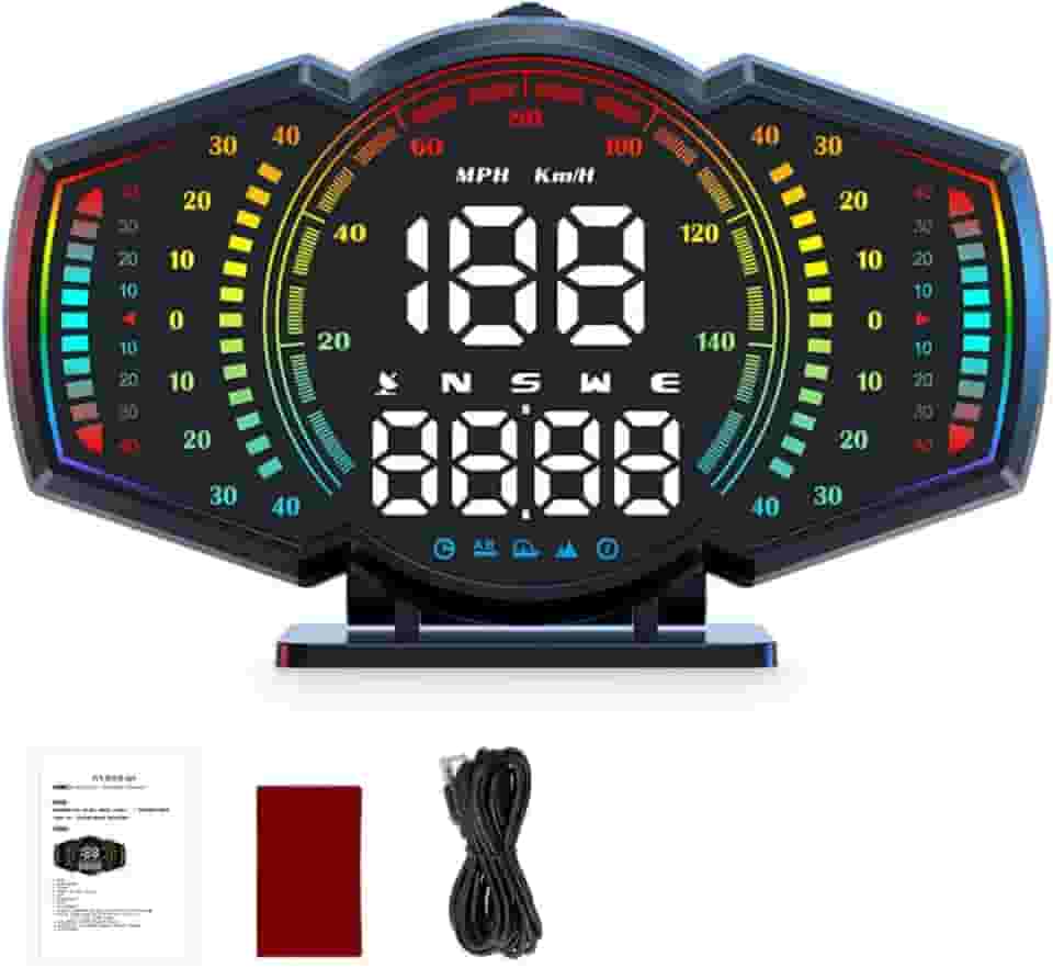 Velocímetro digital universal para automóveis, visor HUD com GPS, alertas de excesso de velocidade e fadiga, para todos os veículos- Ideal para Valorizam Precisão e Conforto
