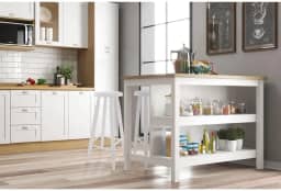 Bancada Gourmet Ilha Cozinha c ilumina Ditália 2prat Cd-1019 cor:branco