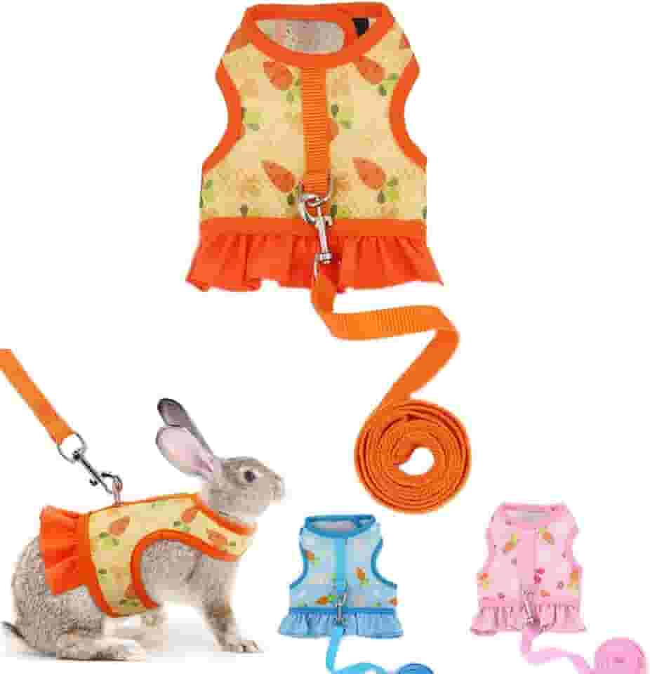 Peitoral e coleira para gatinhos, roupas de coelhos de porquinho-da-índia, furão, coelho, ratos, hamster, malha macia, colete à prova de escape, estampa de cenoura fofa para chinchila, animais