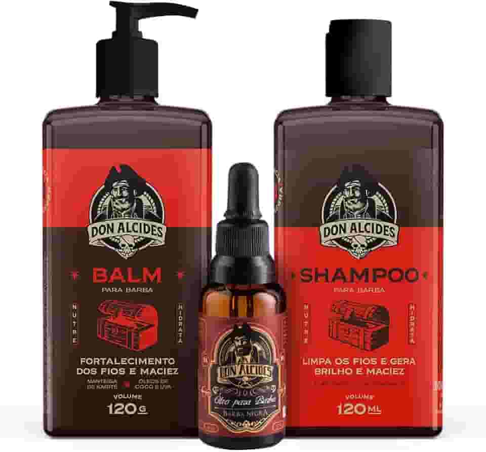 Kit Guarda Don Alcides - Balm, Shampoo E Óleo - Barba Negra
