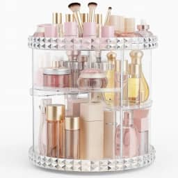 Organizador De Maquiagem Acrilico 360 Giratorio - Transparente 4 Andares Para Cosméticos/Pincéis/Perfumes Ajustável/Porta Maquiagem