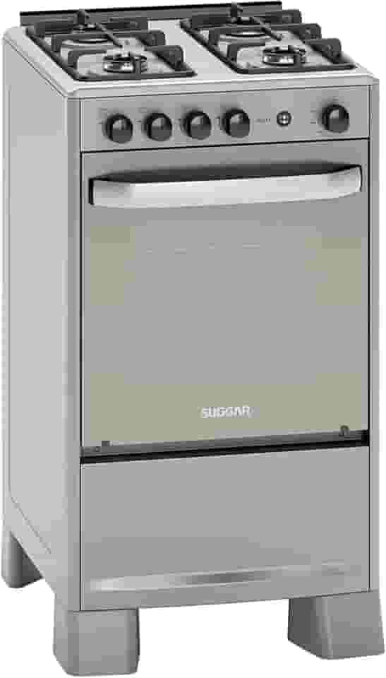 SUGGAR FOGÃO SELECT PRATA MESA DE INOX 4 BOCAS TREMPES DUPLAS FERRO FUNDIDO PORTA ESPELHADA ACENDIMENTO AUTOMÁTICO BIVOLT FGISL410PRIX