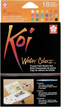 CONJ DE AQUARELA ARTISTICO KOI WATER COLORS - 18 CORES - USO PROFISSIONAL