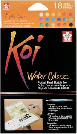 CONJ DE AQUARELA ARTISTICO KOI WATER COLORS - 18 CORES - USO PROFISSIONAL