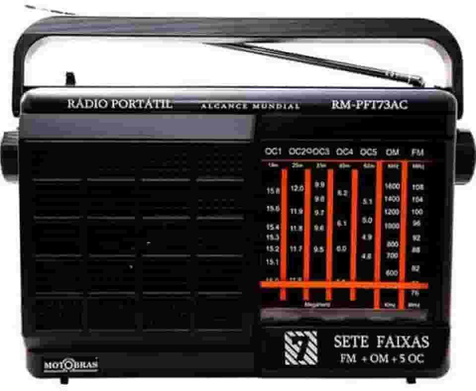 Rádio Portátil 7 Faixas AM/FM/OC Preto RM PFT 73AC - MotoBras