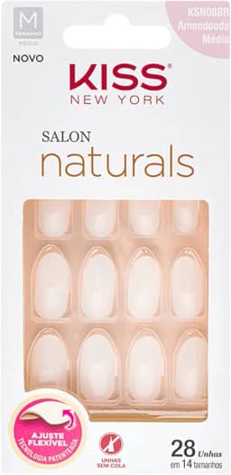Kiss New York Unha Postiça Salon Natural Médio - Amendoada