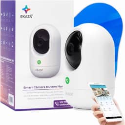 Câmera Inteligente Full HD Compatível com Alexa Babá Eletrônica Botão de Chamada Visão Noturna e Monitoramento Inteligente Detecção de Movimentos Armazenamento na Nuvem