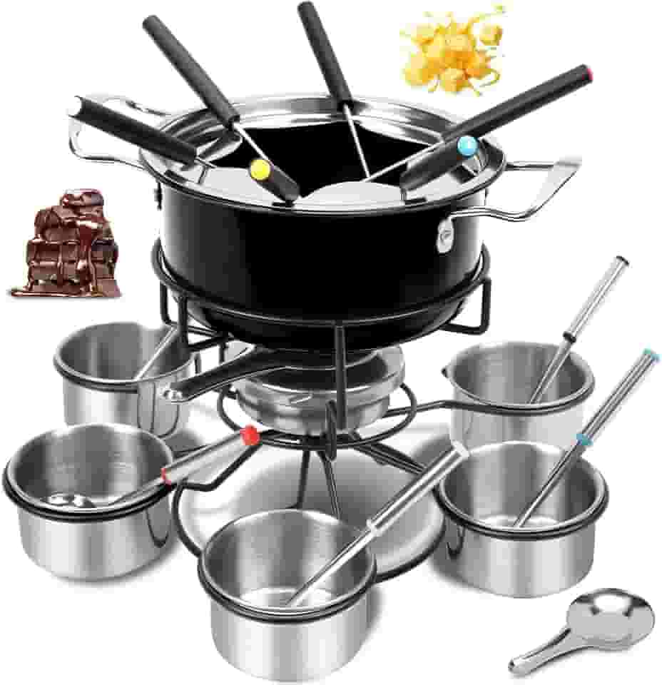 Pearpot Conjunto de Fondue, 19 Peças, Aço Inoxidável, Preto, Para 6 Pessoas
