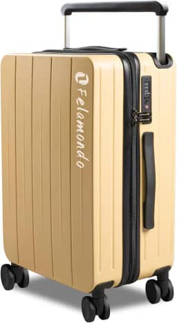 Bagagem despachada leve – Mala de PC durável com trava TSA, rodas giratórias silenciosas de 360°, alça larga expansível e capacidade extra para mala de viagem internacional (K5001), Amarelo