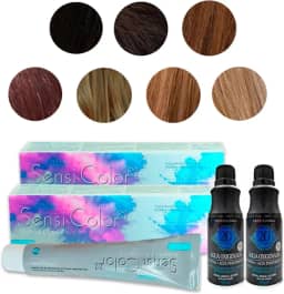Genérico Kit com 2 Tinturas para Cabelo Sensi Color Hipoalergência + Água Oxigenada 20 Volumes (6.7 Chocolate)