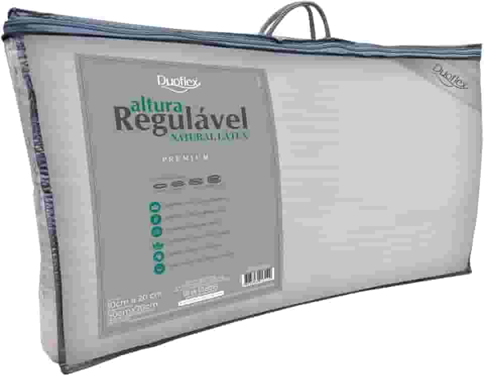 Travesseiro Duoflex Altura Regulável NATURAL LÁTEX PREMIUM, com 04 opções de altura, 50 x 70 cm
