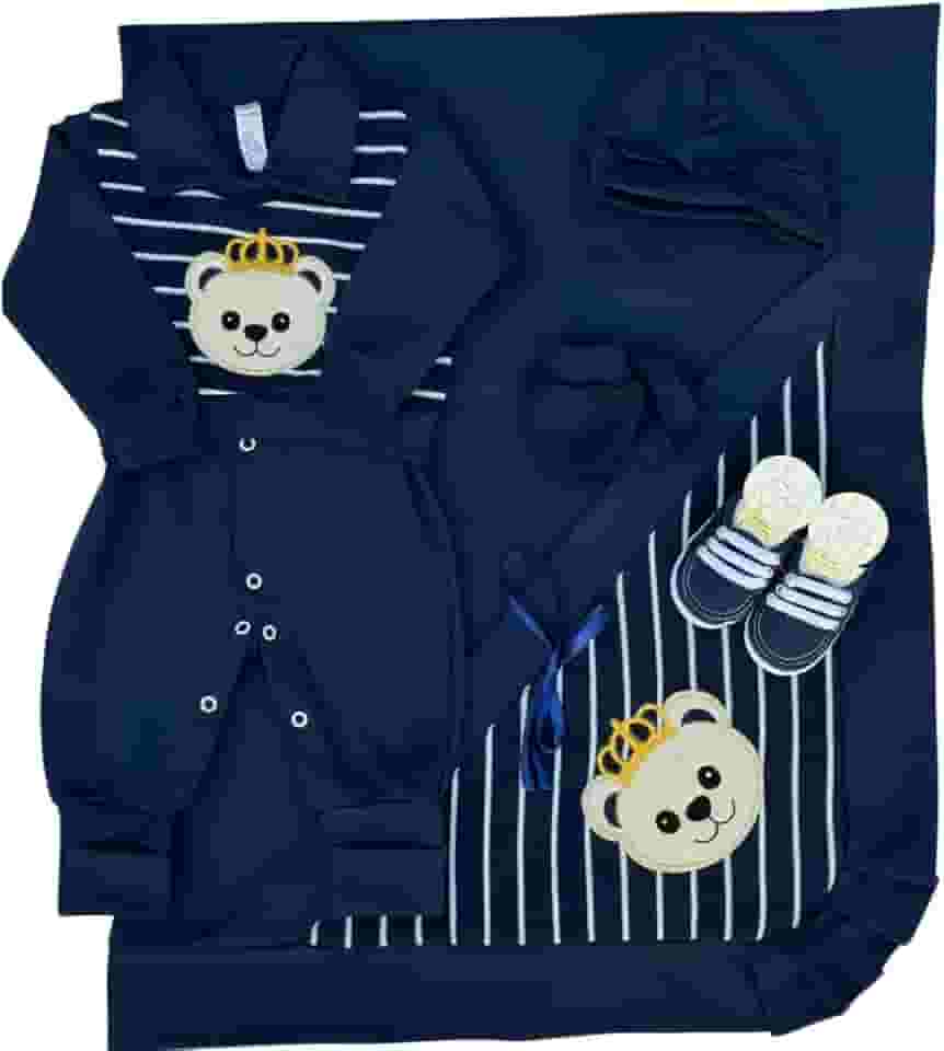 Saida Maternidade Menino LUXO de Urso Azul Marinho Kit completo com 6 peças
