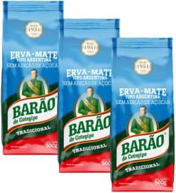 Kit Com 3 Erva Mate Tipo Argentina Export Chimarrão Barão de Cotegipe 1,5 kg