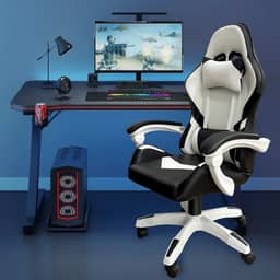 Cadeira Gamer Ergonômica com Ajuste de Altura, Apoio para Cabeça, Reclinação 90°-150° e Rodas 360° - Suporta até 200KG