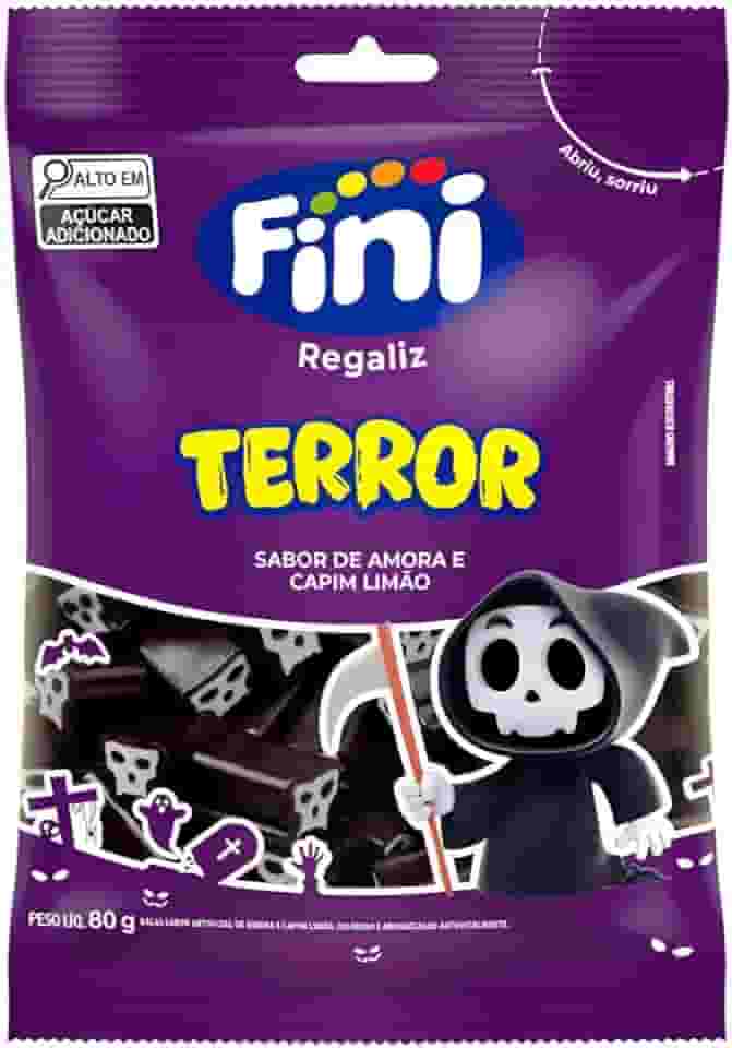 Bala Fini Terror Caveira Regaliz Amora E Capim Limão 80g