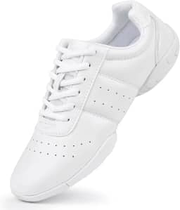 Tênis de torcida para meninas jovens branco de torcida atlético, tênis de dança para competição e treinamento esportivo