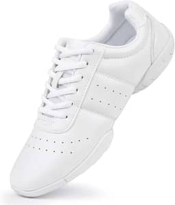 Tênis de torcida para meninas jovens branco de torcida atlético, tênis de dança para competição e treinamento esportivo