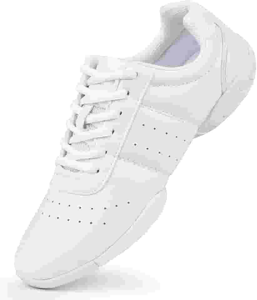 Tênis de torcida para meninas jovens branco de torcida atlético, tênis de dança para competição e treinamento esportivo