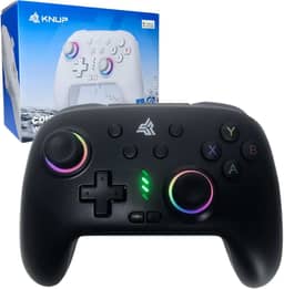 Controle Gamer Gamepad KP-GM038 Preto Com LED Iluminação RGB, Bluetooth, 16 Botões, Botão Macro Configurável Compatível com Android e PC Windows 10 e 11, iOS, Nintendo Switch Sem Fio Bluetooth Wireless Controle Manete com Vibração Dupla Joystick Com Sensor de Movimento