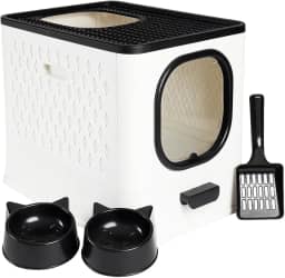 Caixa De Areia Para Gatos Fechada Furba Grande Sandbox Luxo Grande Premium (Branco)