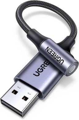 UGREEN Adaptador de Áudio USB para Conector de 3,5 mm - Placa de Som Com Suporte para Microfone TRRS, Fone de Ouvido DAC 24 Bits 96 kHz, Cabo Nylon Trançado - Compatível Com Wi
