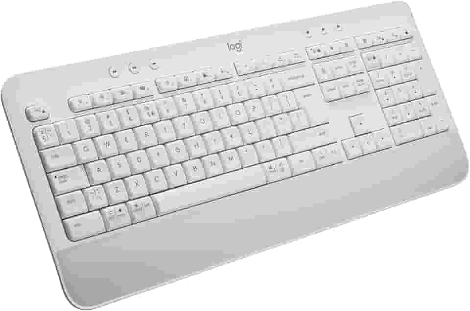 Teclado Sem Fio Logitech Signature K650 Com Apoio para as Mãos, Resistente a Derramamentos, Teclado Numérico, Conexão Bluetooth ou Receptor USB Logi Bolt e Layout US INTL- Branco
