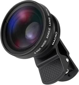 Lente Clip Universal 2 em 1 Wide + Macro HD para Celular – Super Ângulo e Detalhes Incríveis, Compatível com iPhone e Android