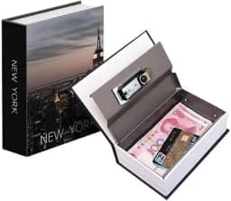 Cofre Camuflado Grande Chave Formato Livro Porta Joias Dinheiro Modelo New York