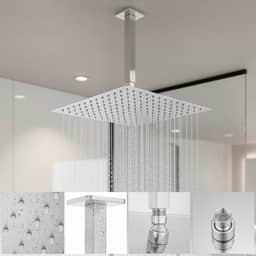 Chuveiro Ducha Slim 30x30 Inox Quadrada Luxo Com Braço de Teto 25cm Cromada