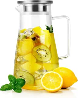 Mimo style Jarra de Vidro Borossilicato 1,5L Tampa Hermetica Removivel Com Filtro Inox e Vedacao em Silicone, Resistente, Suporta Altas e Baixas Temperaturas