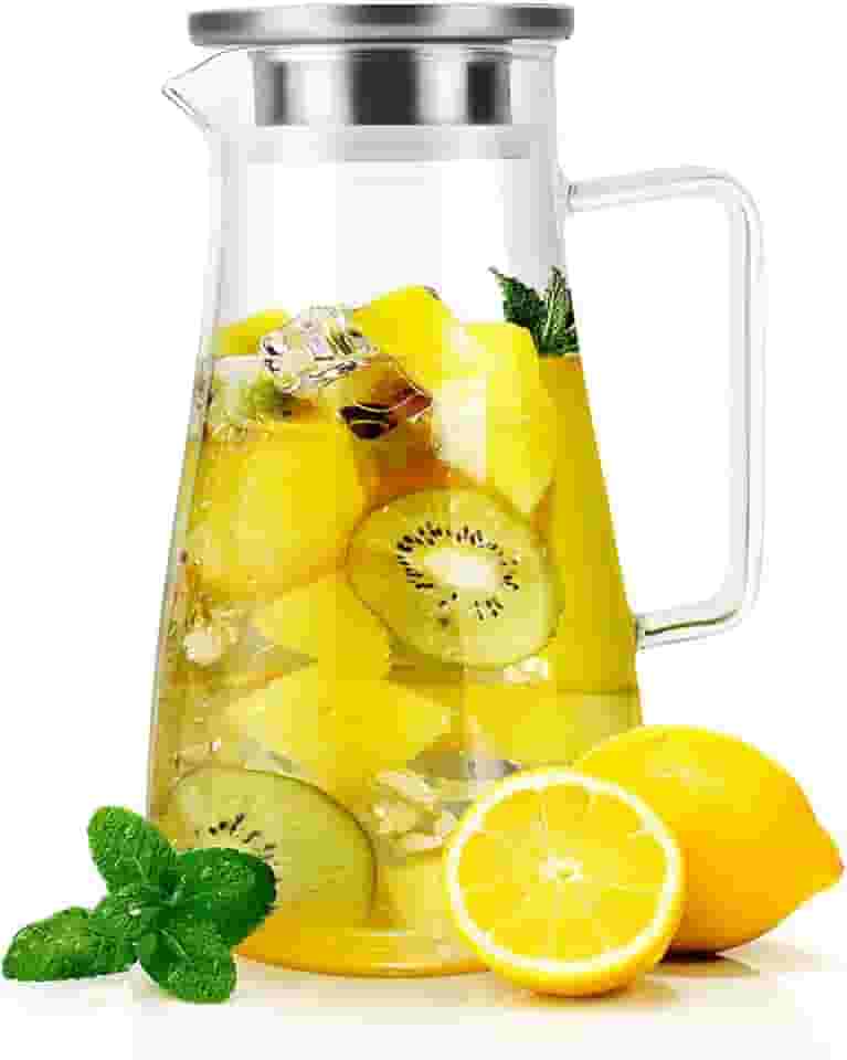 Mimo style Jarra de Vidro Borossilicato 1,5L Tampa Hermetica Removivel Com Filtro Inox e Vedacao em Silicone, Resistente, Suporta Altas e Baixas Temperaturas