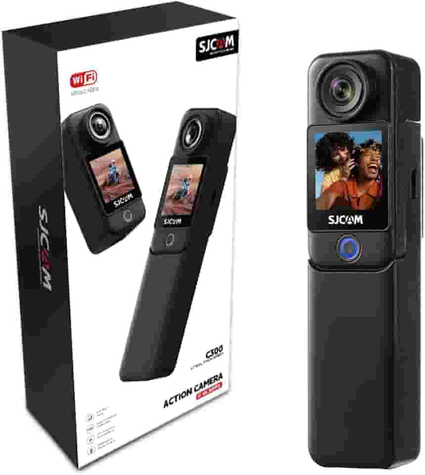 SJ~CAM C300 Pocket Camera de Ação,4K Camera Filmadora,7 Horas de Autonomia, Estabilização em 6 Eixos, Câmera Corporal com Tela Sensível ao Toque dupla, à Prova D'água Até 30M